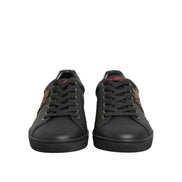 Chaussures baskets montantes en cuir noir ornées de cœur Dolce & Gabbana