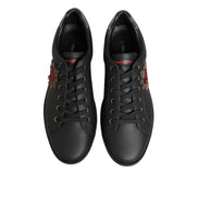 Chaussures baskets montantes en cuir noir ornées de cœur Dolce & Gabbana