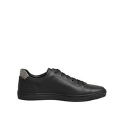 Chaussures baskets montantes en cuir noir ornées de cœur Dolce & Gabbana