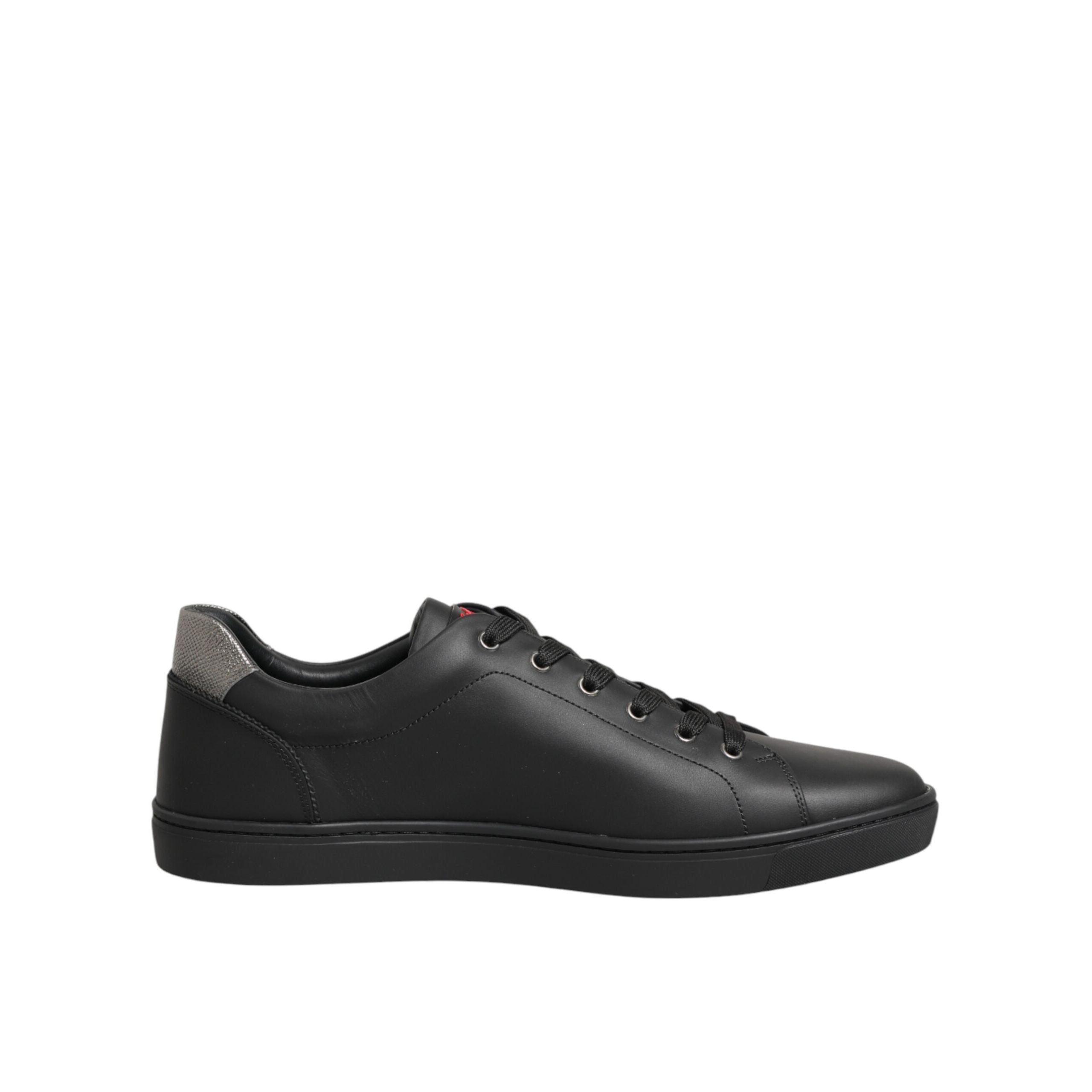 Chaussures baskets montantes en cuir noir ornées de cœur Dolce & Gabbana