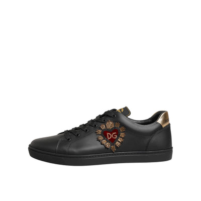Scarpe sneakers Dolce & Gabbana in pelle nera con decorazione a cuore