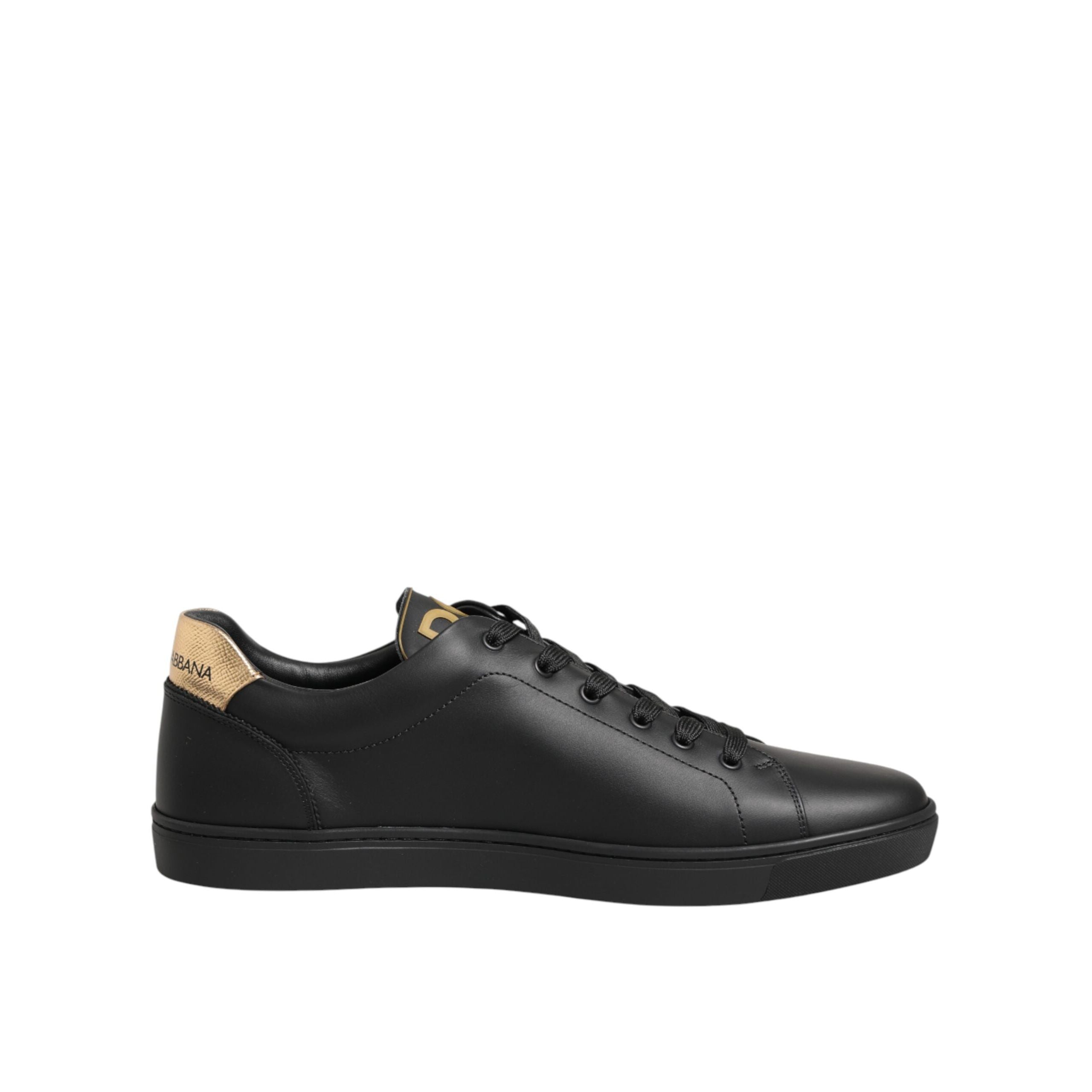 Dolce & Gabbana Black Leather Heart Embellished Sneakers