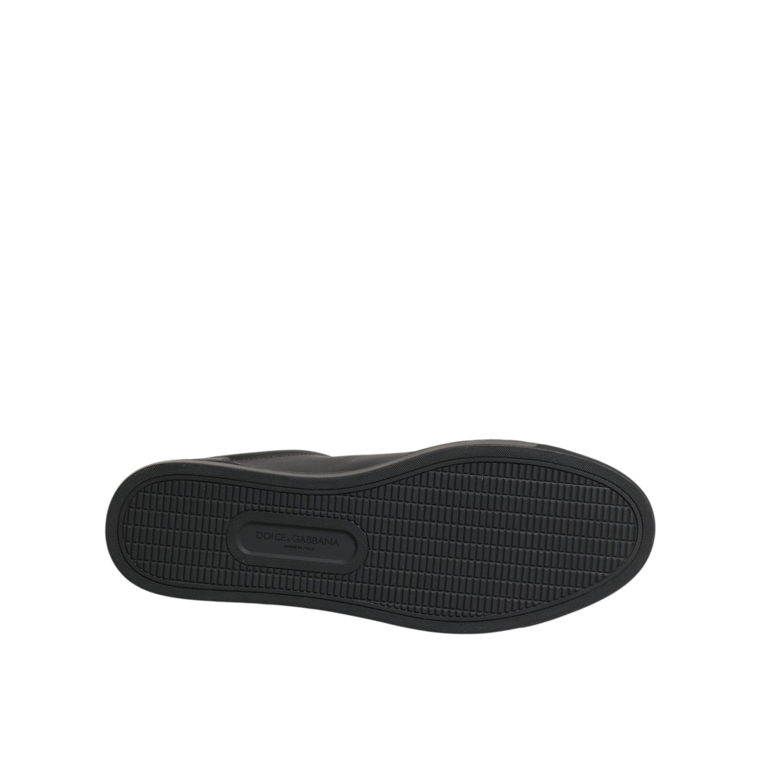 Dolce & Gabbana Black Leather Heart Embellished Sneakers