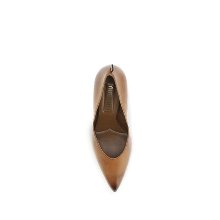 Escarpins Miu Miu en cuir beige à talons hauts