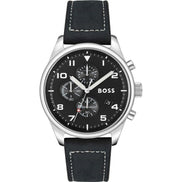 Orologio Hugo Boss in pelle nera