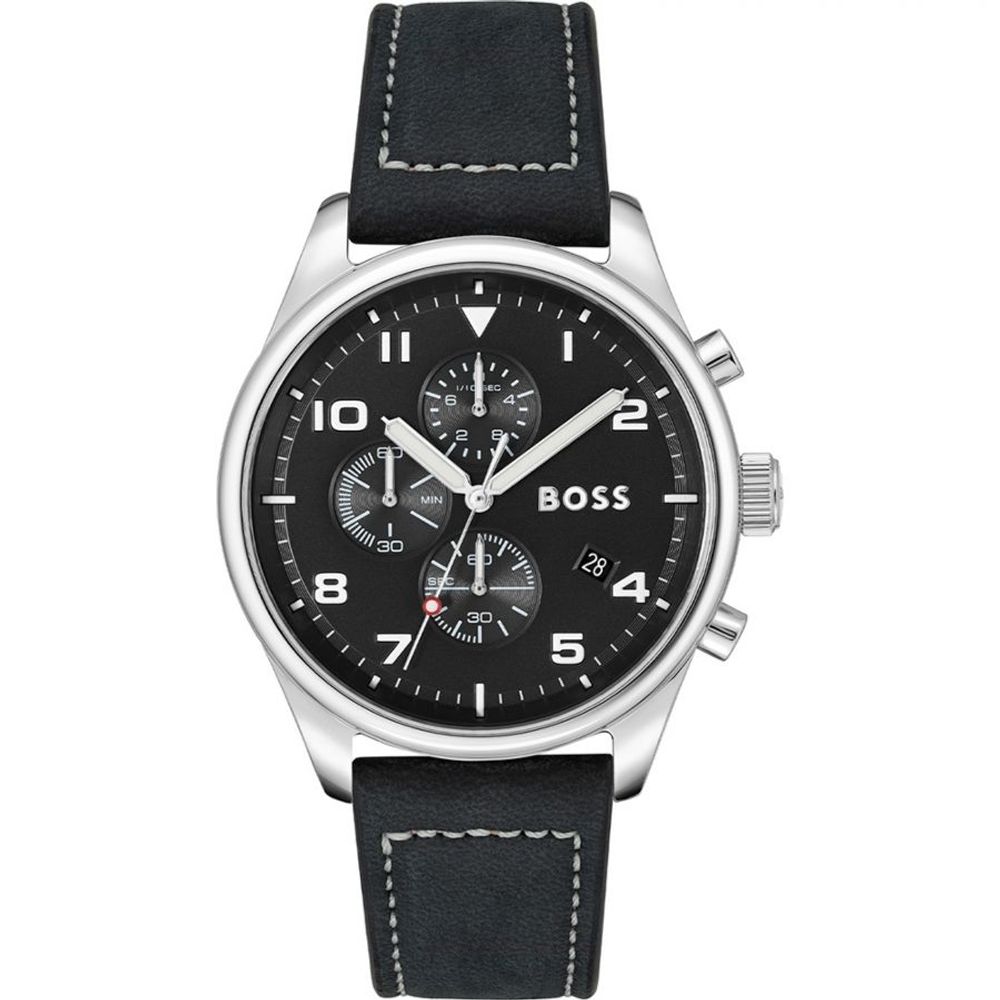 Orologio Hugo Boss in pelle nera