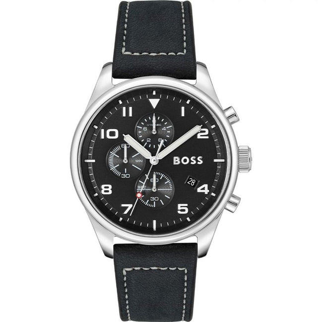 Orologio Hugo Boss in pelle nera