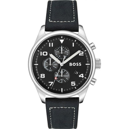 Orologio Hugo Boss in pelle nera