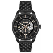 Montre habillée en acier inoxydable noir Hugo Boss