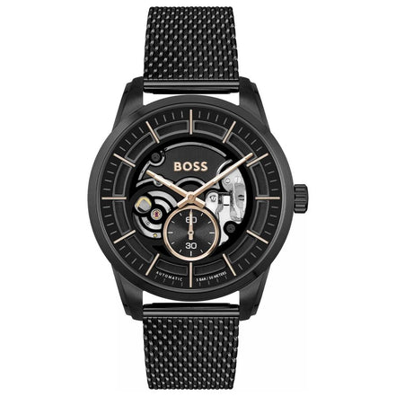 Montre habillée en acier inoxydable noir Hugo Boss