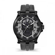 Montre Habillée Police en Cuir Noir