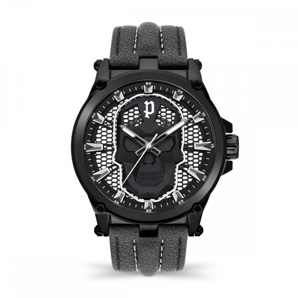 Montre Habillée Police en Cuir Noir