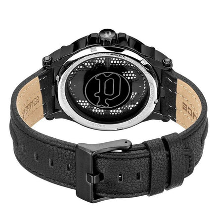 Montre Habillée Police en Cuir Noir