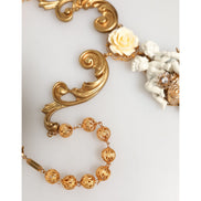 Collana pendente barocca Dolce & Gabbana con cherubino in ceramica dorata e cristallo