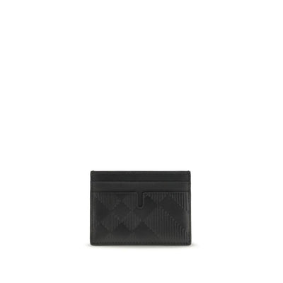 Portafoglio Burberry in pelle di vitello nera Bos Taurus