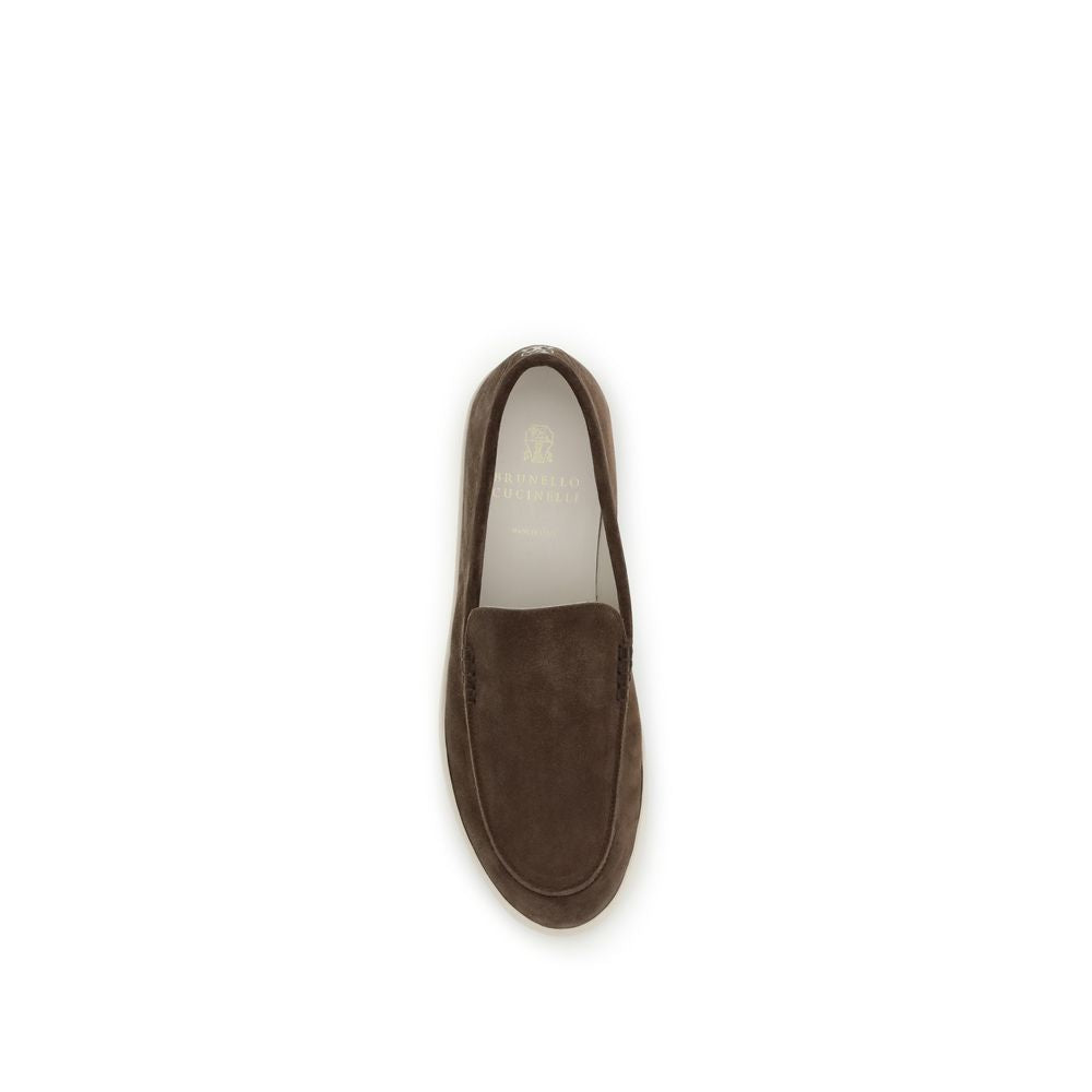 Mocassins à enfiler Brunello Cucinelli en cuir de veau marron Bos Taurus