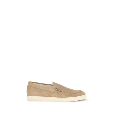 Brunello Cucinelli Men's Beige Suede Slip-On Loafers