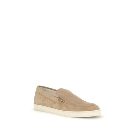 Brunello Cucinelli Men's Beige Suede Slip-On Loafers