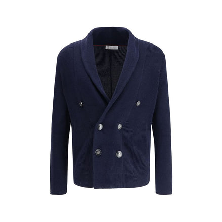Cardigan Brunello Cucinelli in cotone blu