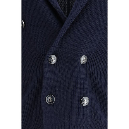 Gilet bleu en coton Brunello Cucinelli