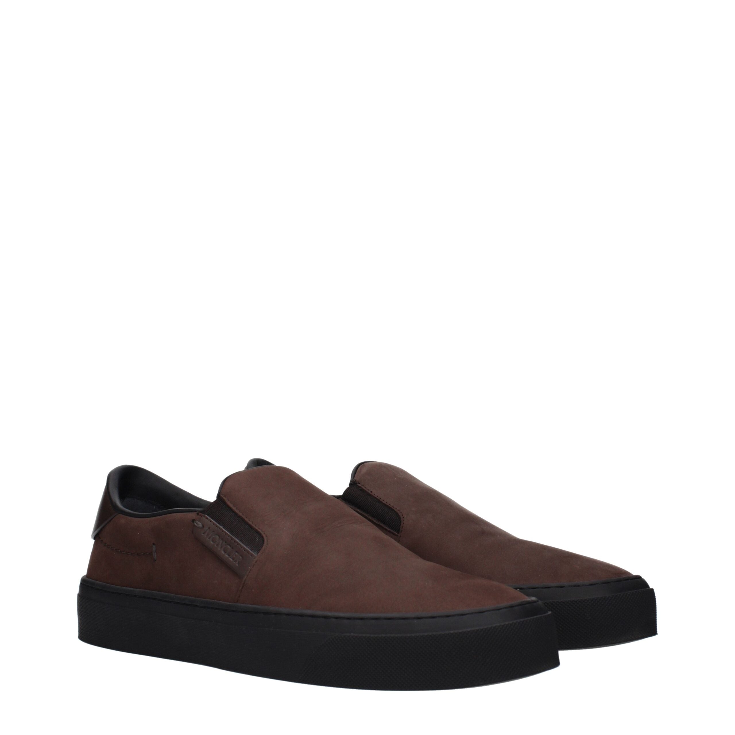 Mocassini Moncler Marroni in Pelle Slip-On