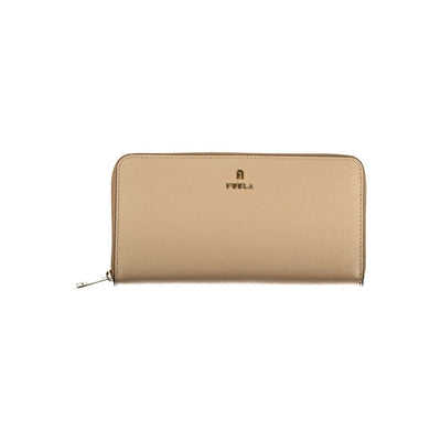 Portefeuille femme en cuir beige Furla