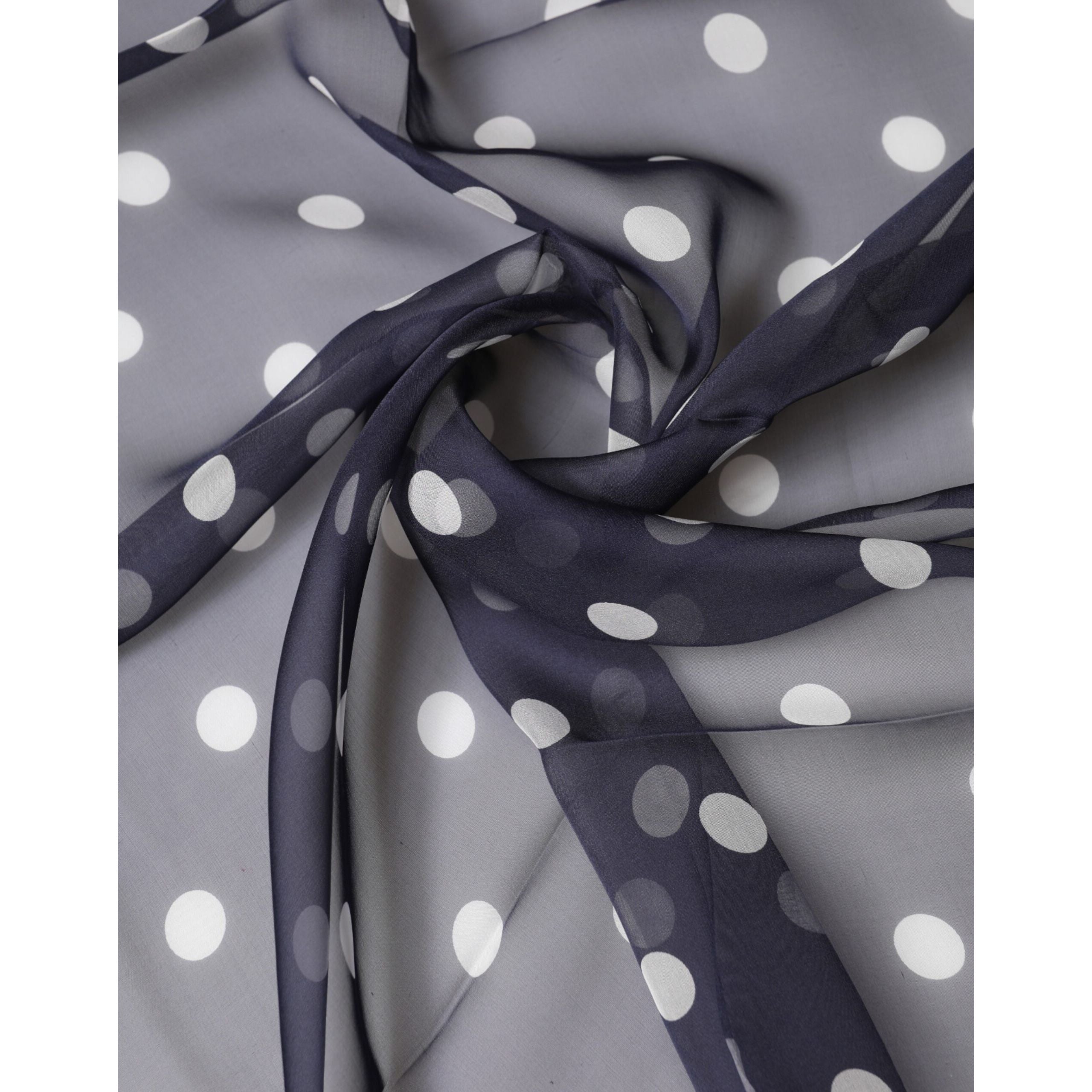 Foulard quadrato in seta blu a pois Dolce & Gabbana 91,5 cm x 89,5 cm