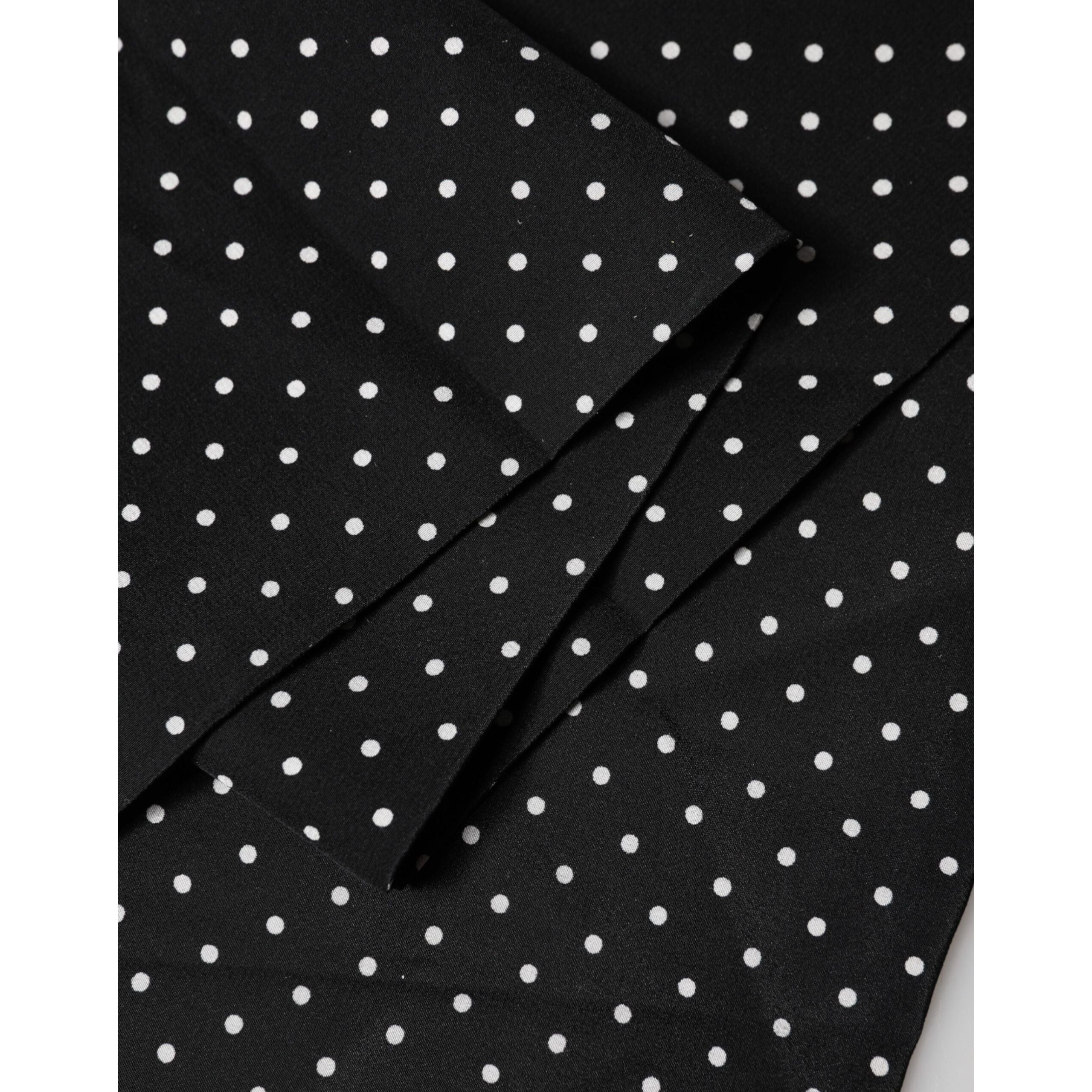 Écharpe foulard Dolce & Gabbana noire à pois 133,5 cm x 12,5 cm