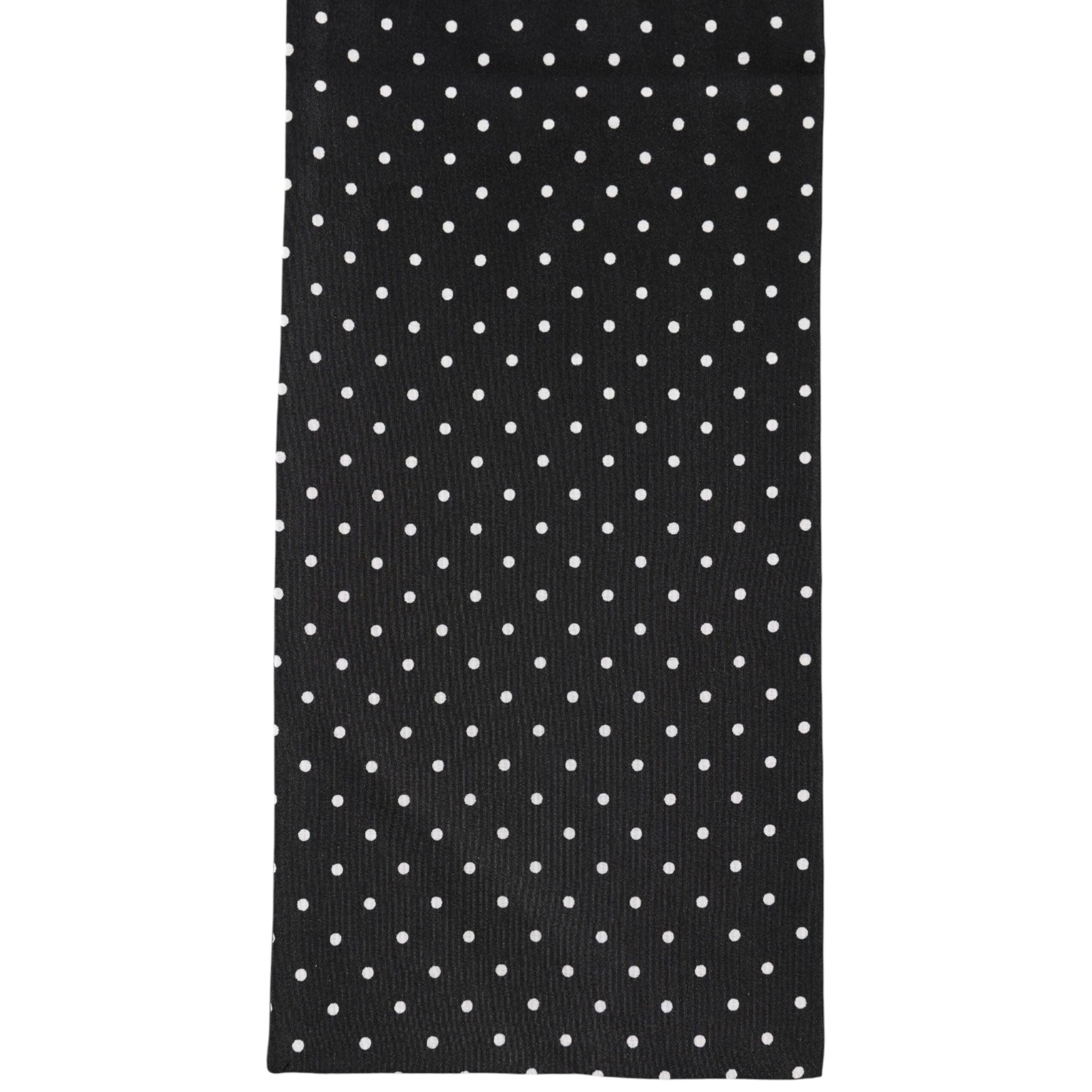 Écharpe foulard Dolce & Gabbana noire à pois 133,5 cm x 12,5 cm