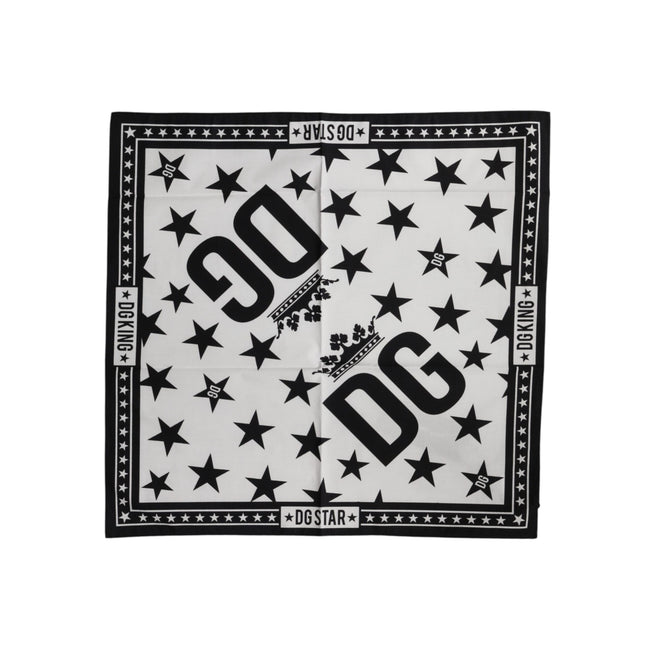 Écharpe carrée Dolce & Gabbana en soie blanche imprimé couronne DG 52cm x 50.5cm