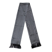 Foulard Dolce & Gabbana en Soie à Motifs Bleus avec Franges 138cm x 15.5cm