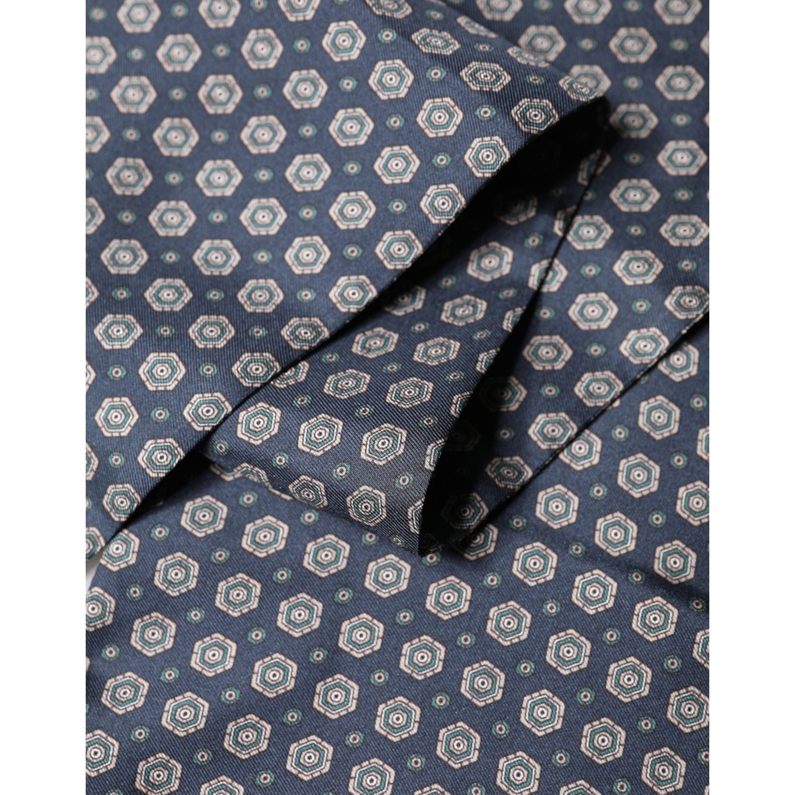 Foulard Dolce & Gabbana en Soie à Motifs Bleus avec Franges 138cm x 15.5cm