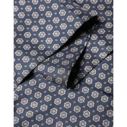 Foulard Dolce & Gabbana en Soie à Motifs Bleus avec Franges 138cm x 15.5cm