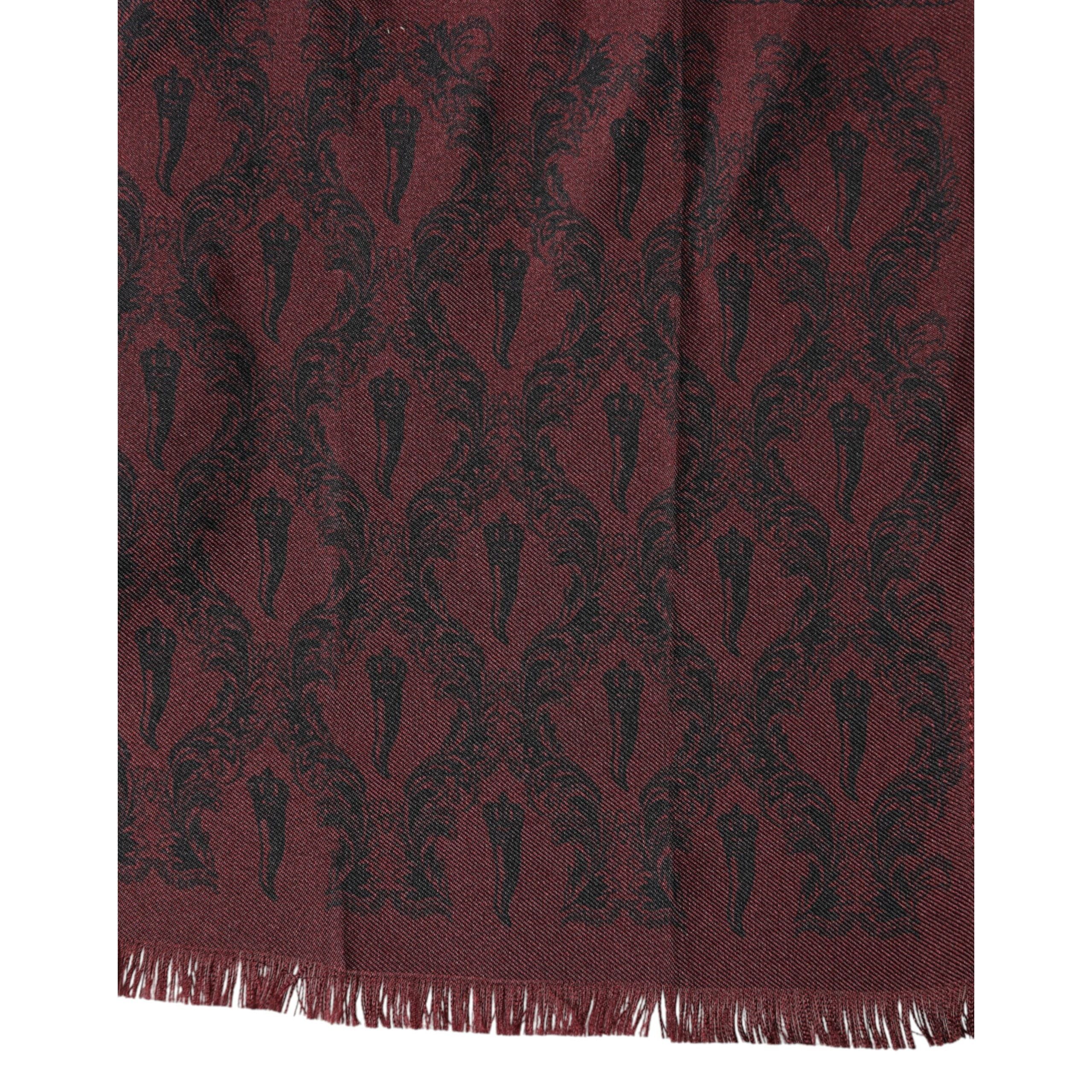 Sciarpa foulard da uomo Dolce & Gabbana in seta fantasia bordeaux 133cm x 22cm
