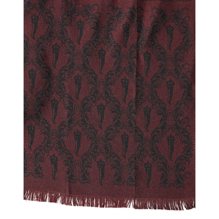 Sciarpa foulard da uomo Dolce & Gabbana in seta fantasia bordeaux 133cm x 22cm