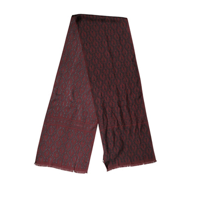 Dolce & Gabbana Maroon Patterned Silk Wrap Foulard Men 133cm x 22cm Scarf