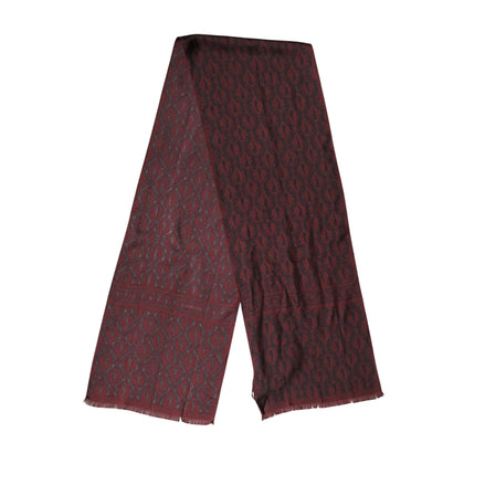 Dolce & Gabbana Maroon Patterned Silk Wrap Foulard Men 133cm x 22cm Scarf