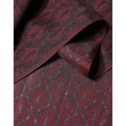Sciarpa foulard da uomo Dolce & Gabbana in seta fantasia bordeaux 133cm x 22cm