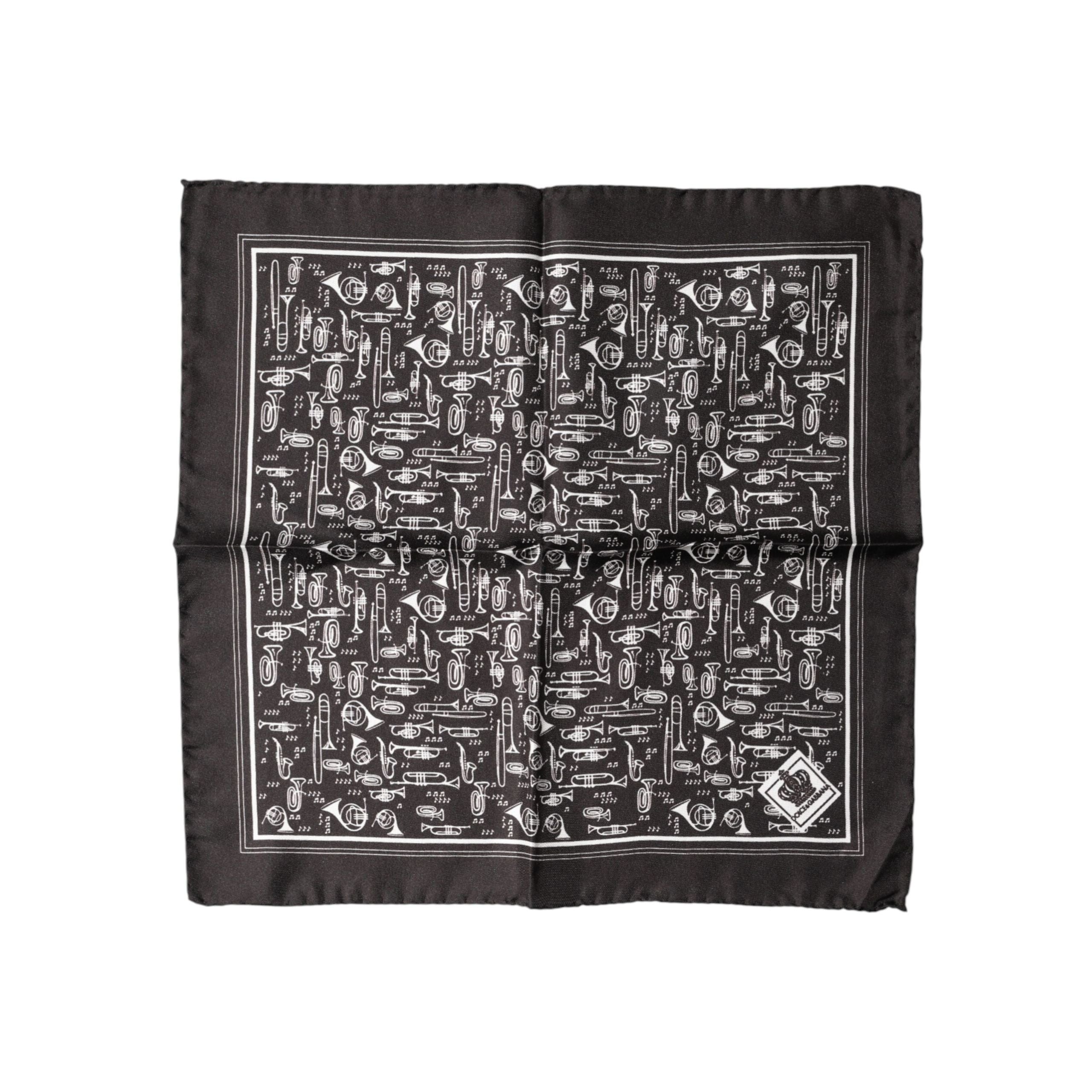 Fazzoletto da taschino quadrato da uomo Dolce & Gabbana Brown Jazz Club 32 cm x 31 cm