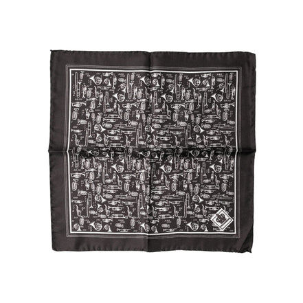 Fazzoletto da taschino quadrato da uomo Dolce & Gabbana Brown Jazz Club 32 cm x 31 cm