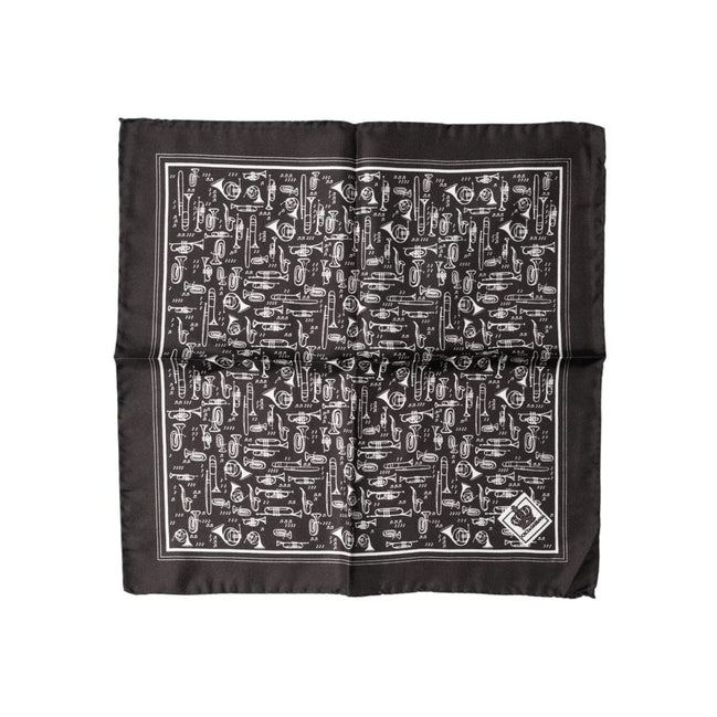 Fazzoletto da taschino quadrato da uomo Dolce & Gabbana Brown Jazz Club 32 cm x 31 cm