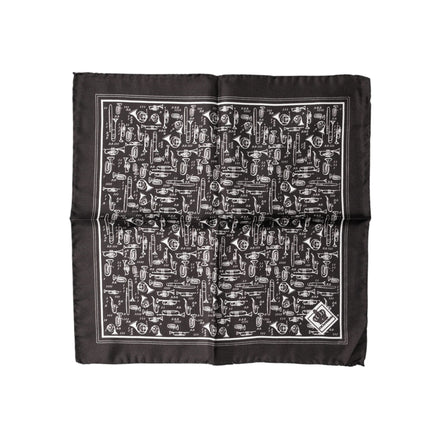 Dolce & Gabbana Brown Jazz Club Square Handkerchief Men 32cm x 31cm Scarf