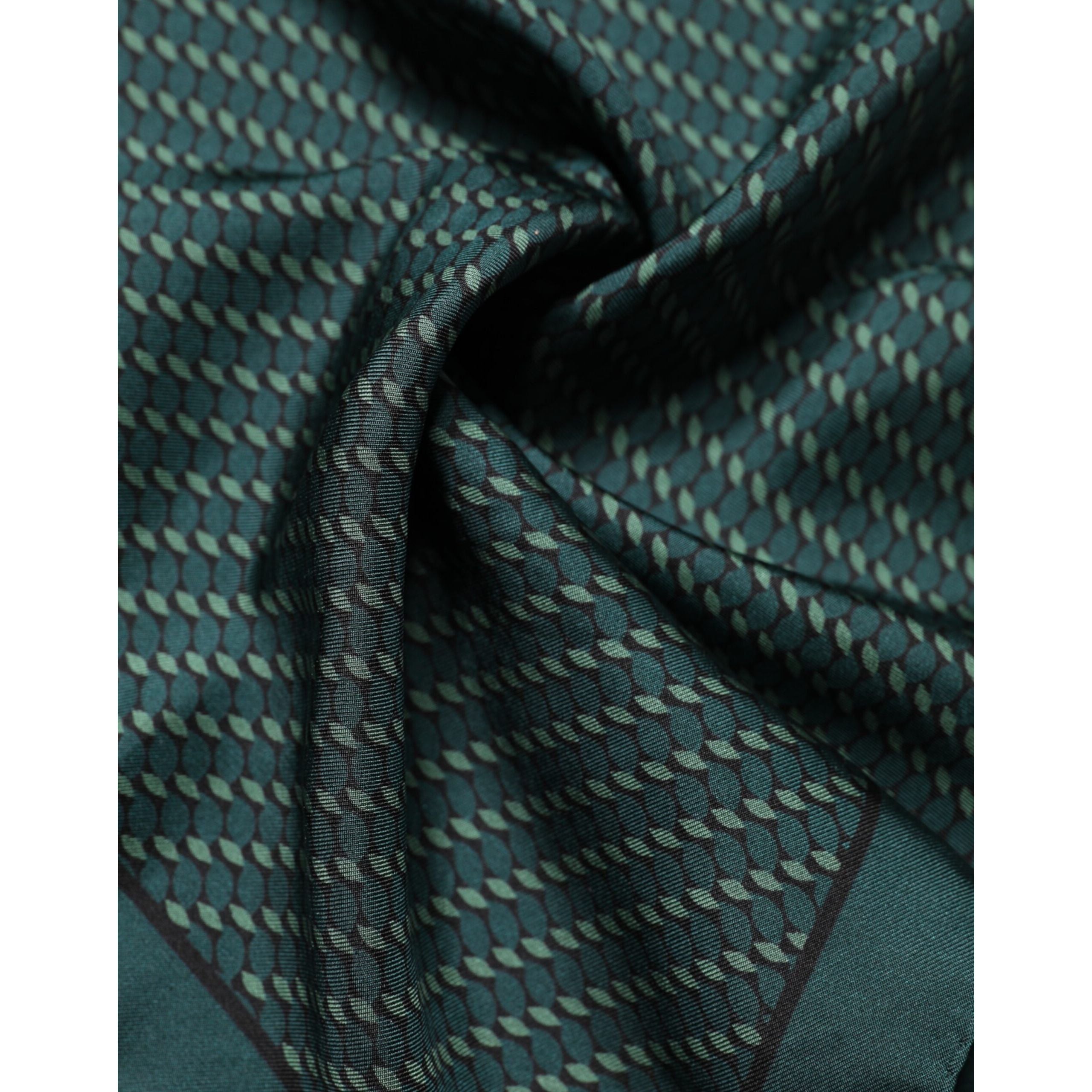 Foulard Dolce & Gabbana en Soie Verte Foncée à Motifs 32cm x 31cm