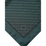 Foulard Dolce & Gabbana en Soie Verte Foncée à Motifs 32cm x 31cm