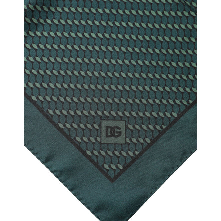 Foulard Dolce & Gabbana en Soie Verte Foncée à Motifs 32cm x 31cm