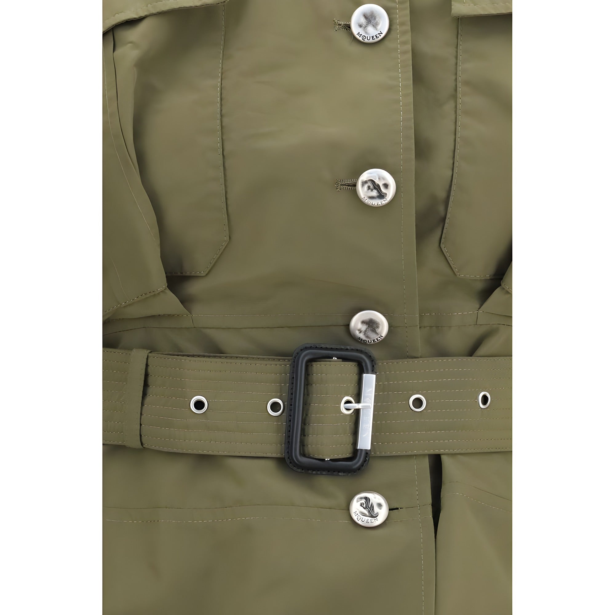 Alexander McQueen Bicolor Cotton Cropped Belted Jacket