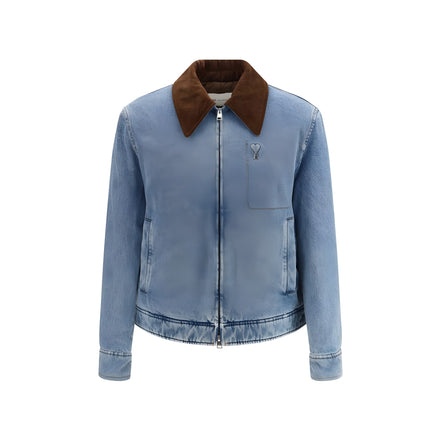 Ami Paris Blue Cotton Denim Jacket