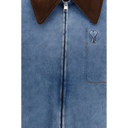 Ami Paris Blue Cotton Denim Jacket
