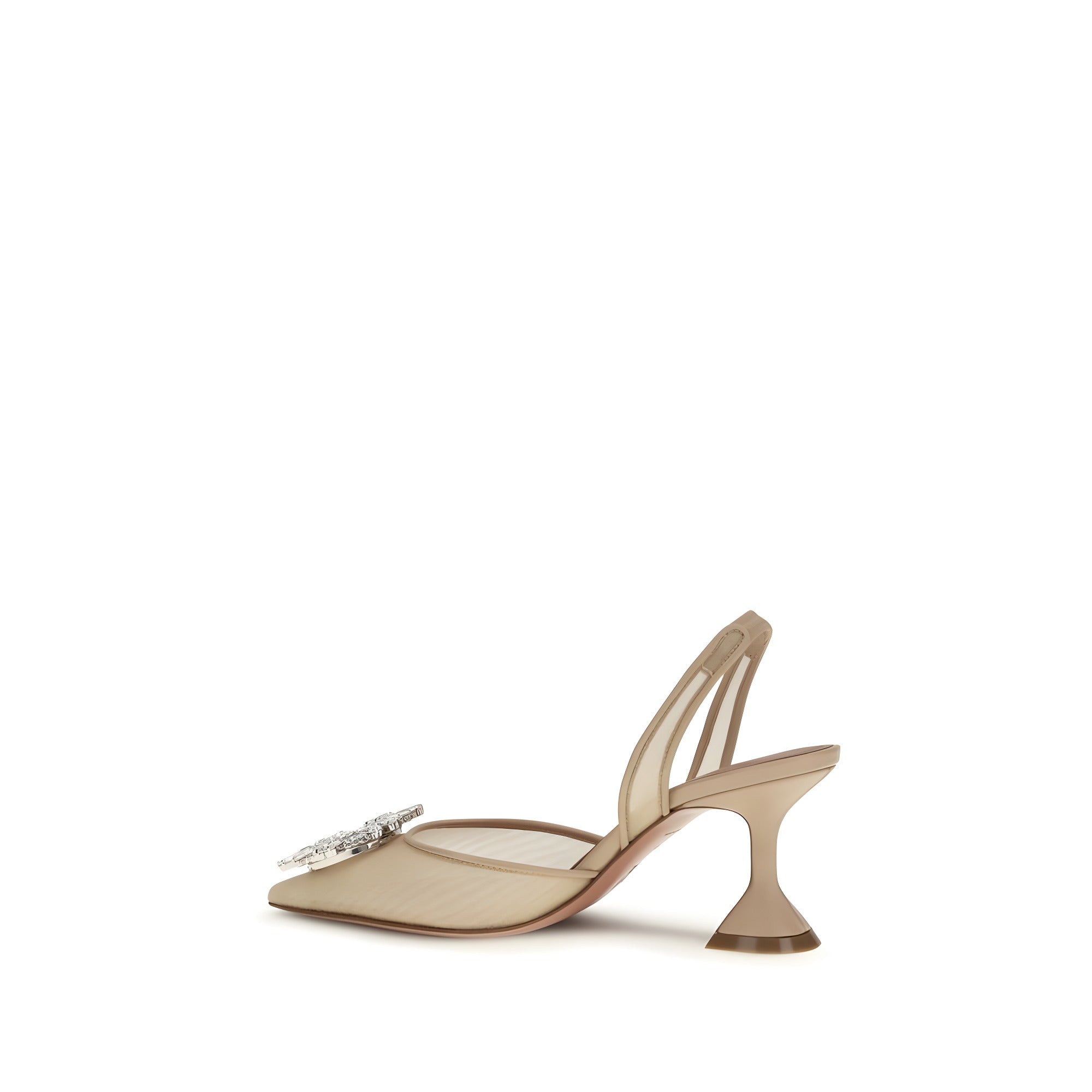 Amina Muaddi Beige High Heel Pumps