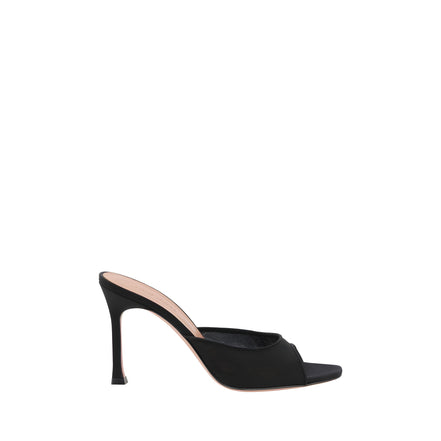 Amina Muaddi Black Stiletto Heel Sandals
